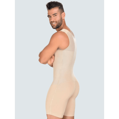 MALE MID-THIGH FAJA 4 FRONT HOOKS BACK COVERAGE AND ADJUSTABLE STRAPS FAJAS M&D F0061