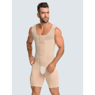 MALE MID-THIGH FAJA 4 FRONT HOOKS BACK COVERAGE AND ADJUSTABLE STRAPS FAJAS M&D F0061