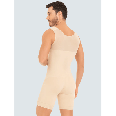 MALE MID-THIGH FAJA 4 FRONT HOOKS BACK COVERAGE AND ADJUSTABLE STRAPS FAJAS M&D F0061